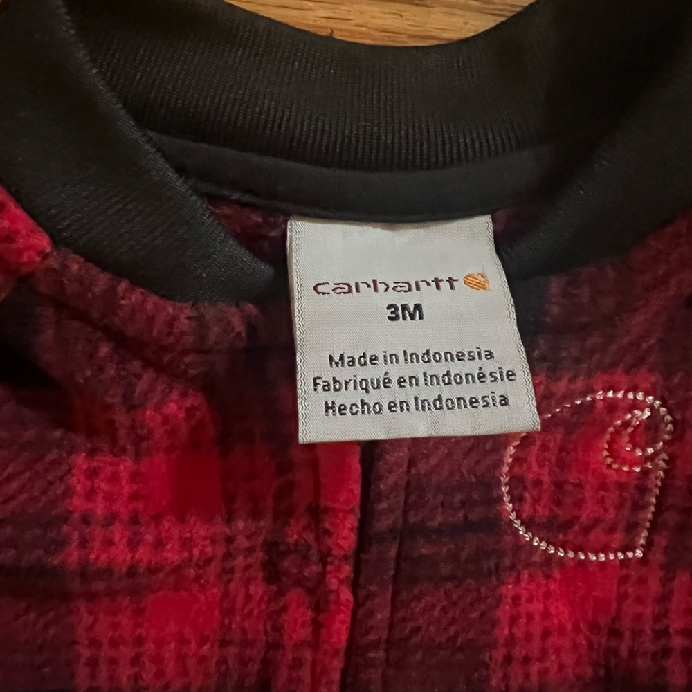 Carhartt Red and Black Plaid Onesie